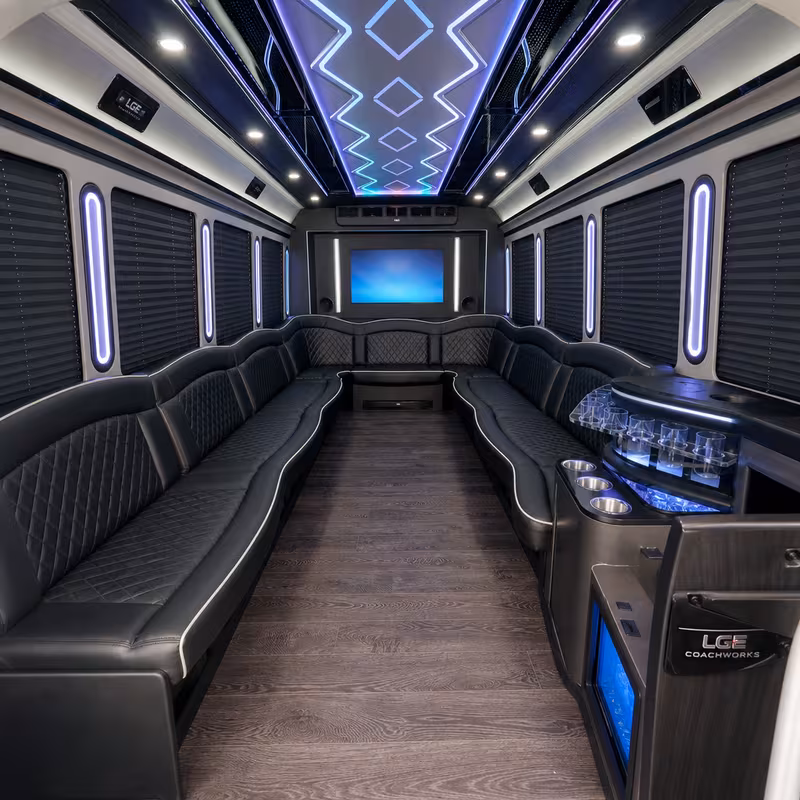 15 Passenger Party Bus Interior