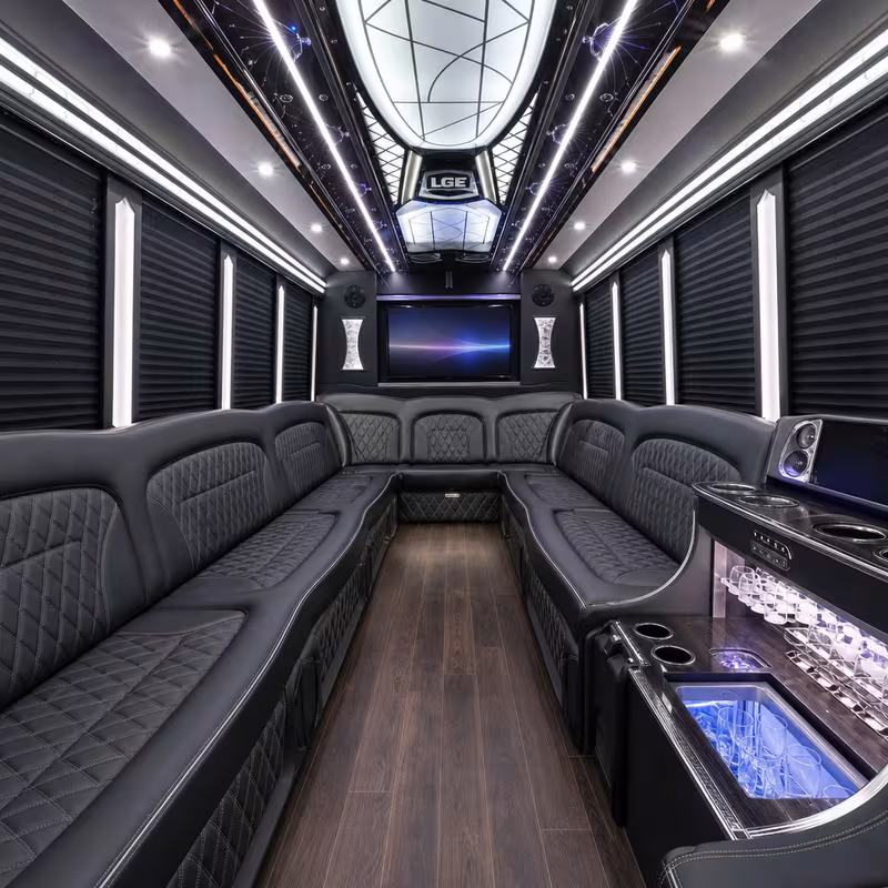 15 Passenger Party Bus Interior
