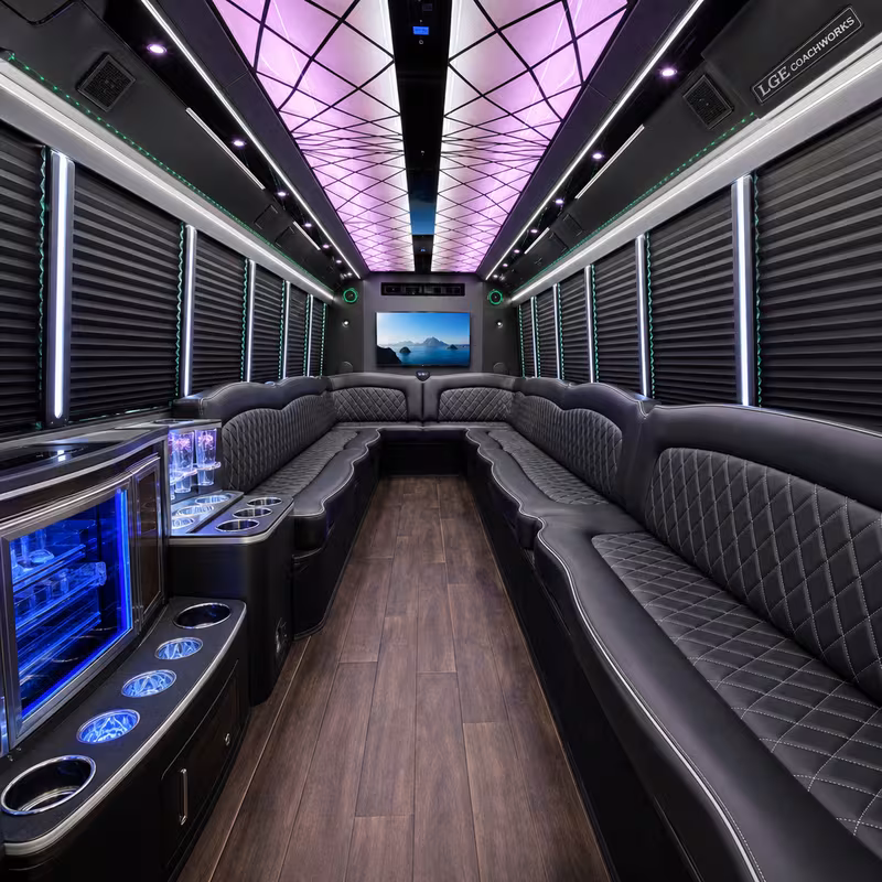 18 Passenger Party Bus Interior