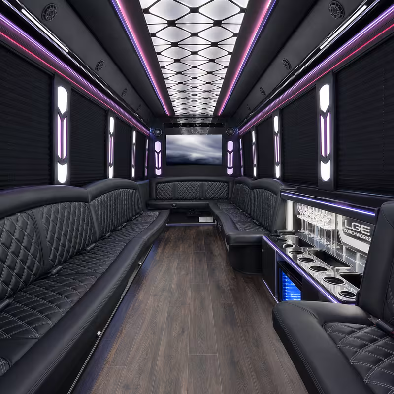 18 Passenger Party Bus Interior