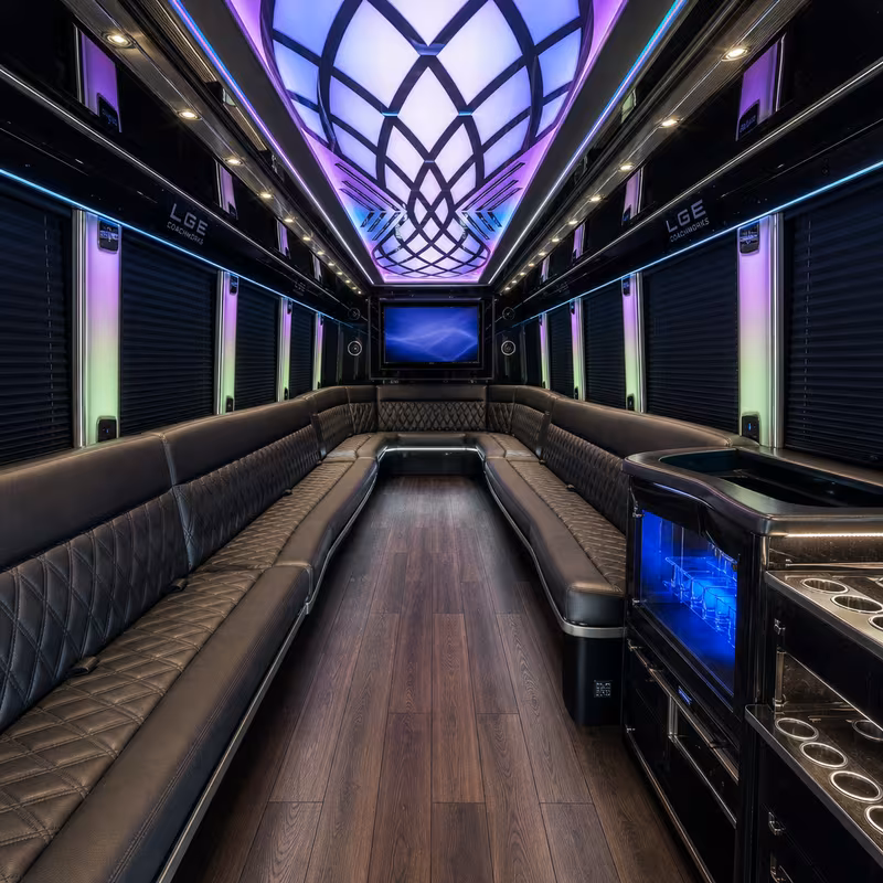 20 Passenger Party Bus Interior