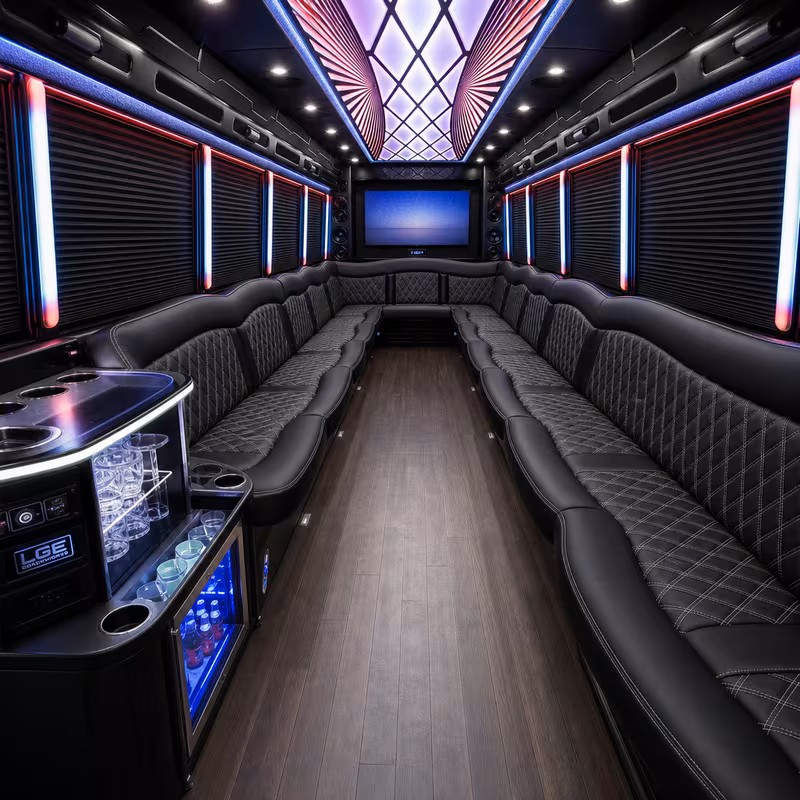 20 Passenger Party Bus Interior