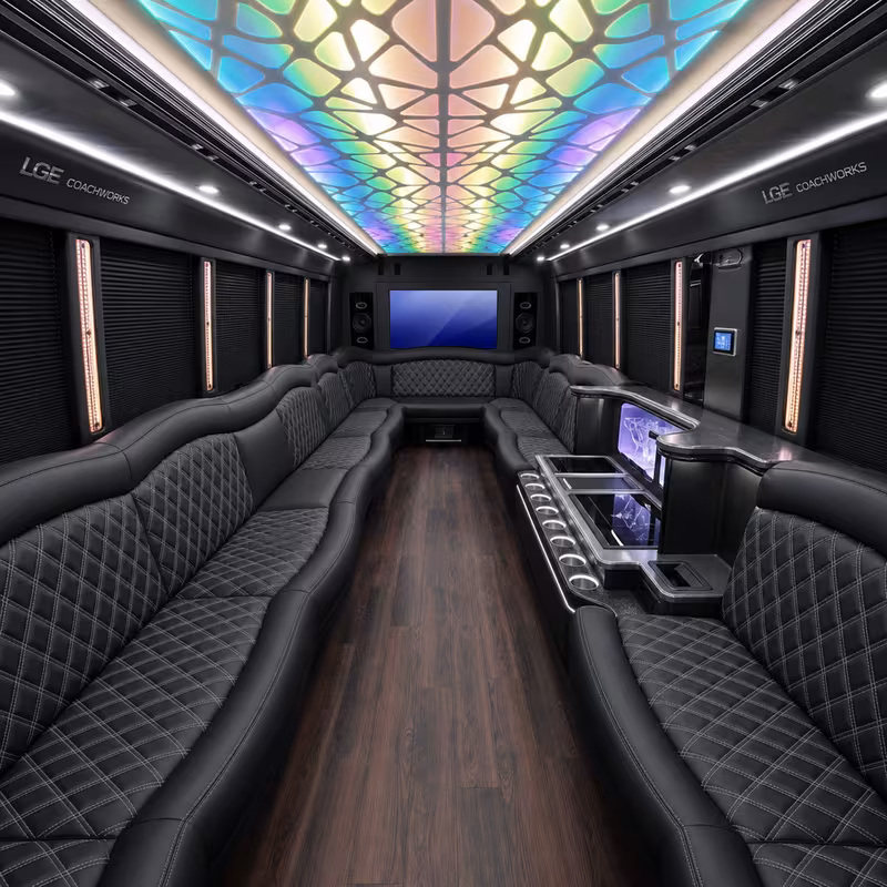 25 Passenger Party Bus Interior