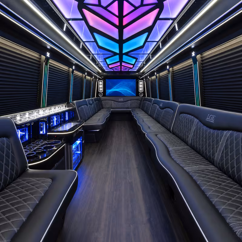 28 Passenger Party Bus Interior