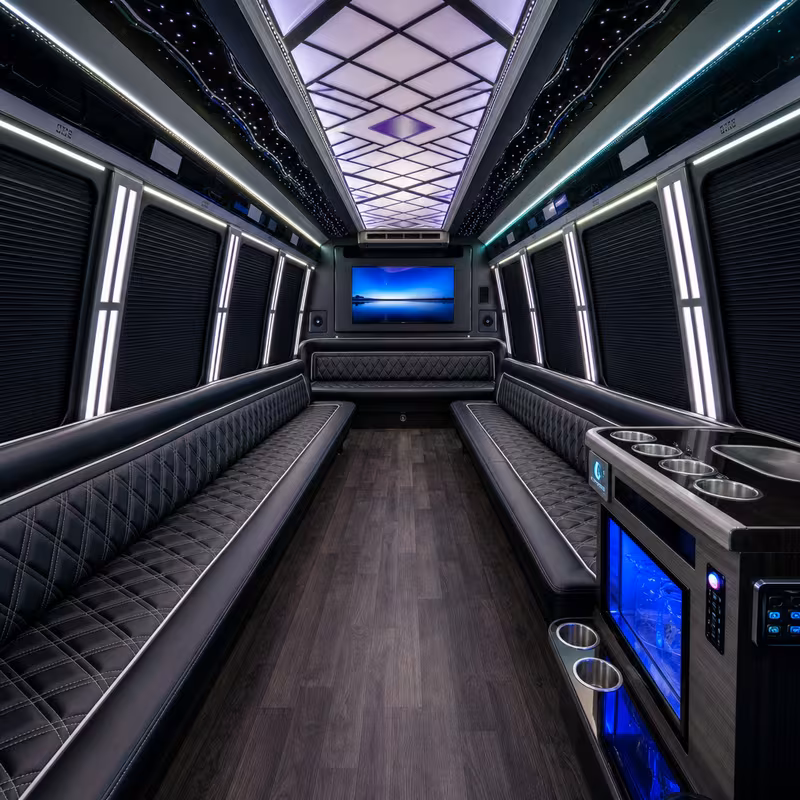 30 Passenger Party Bus Interior