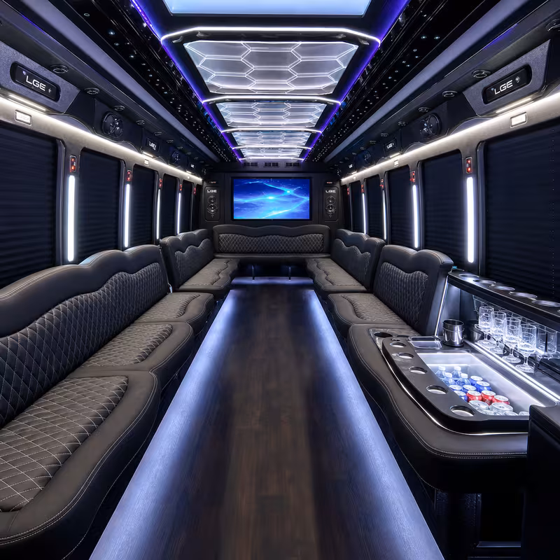 50 Passenger Party Bus Interior