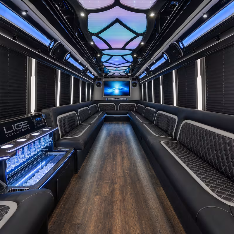 50 Passenger Party Bus Interior
