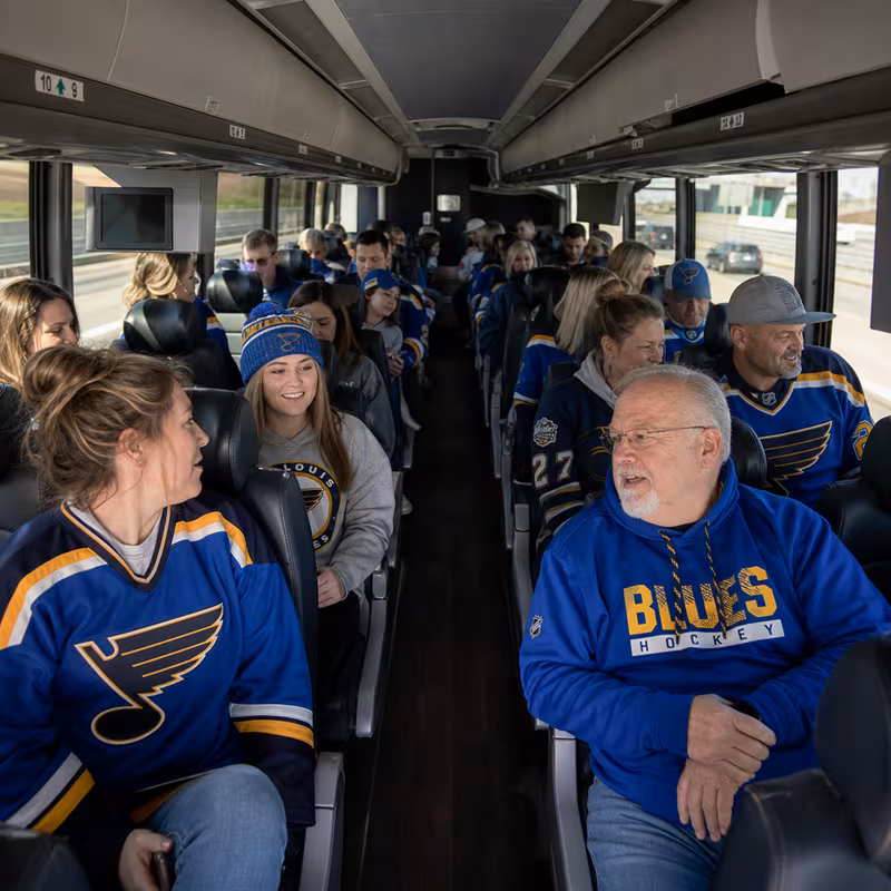 Passenger seating aboard a St. Louis party bus rental