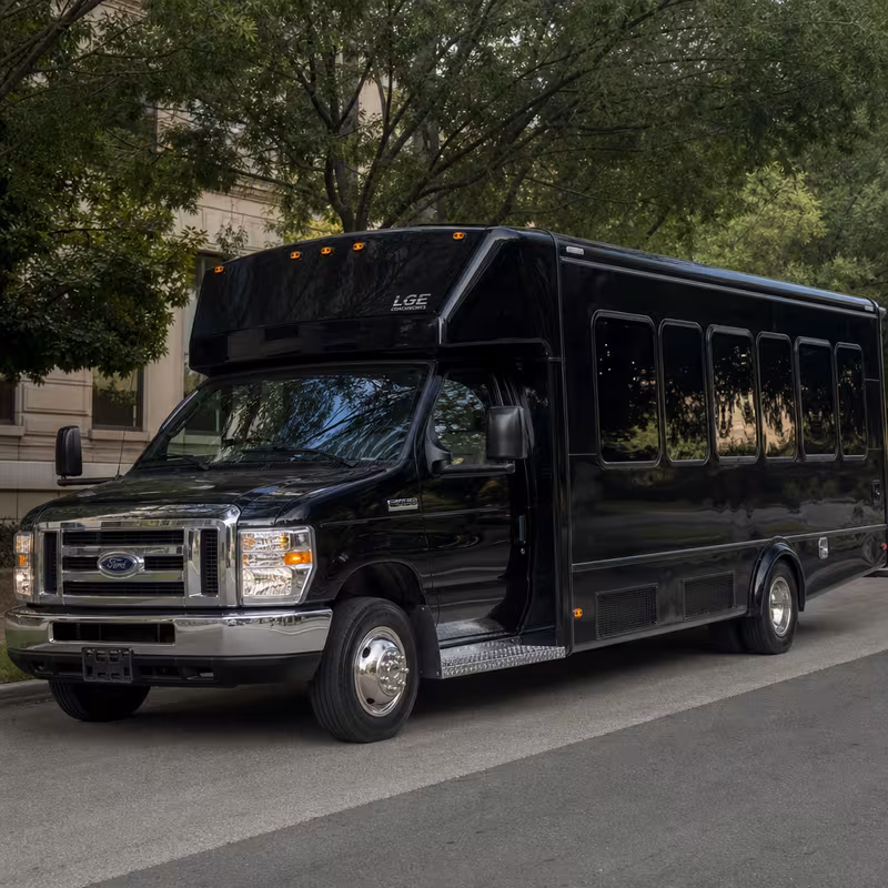 Black Mercedes Sprinter van staged for an St. Louis Prom & Homecoming Transportation group