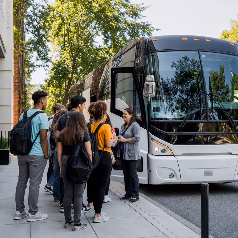 Black Mercedes Sprinter van staged for an St. Louis School Transportation group