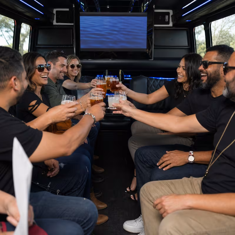 Black Mercedes Sprinter van staged for an St. Louis Winery & Brewery Tour Transportation group